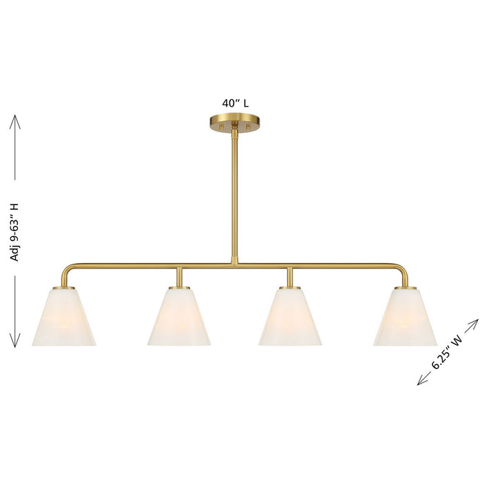 Savoy House 1-4014-4-322 Four Light Linear Chandelier, Warm Brass