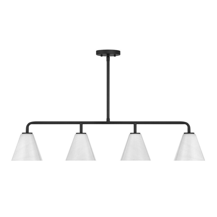Savoy House 1-4014-4-89 Four Light Linear Chandelier, Matte Black