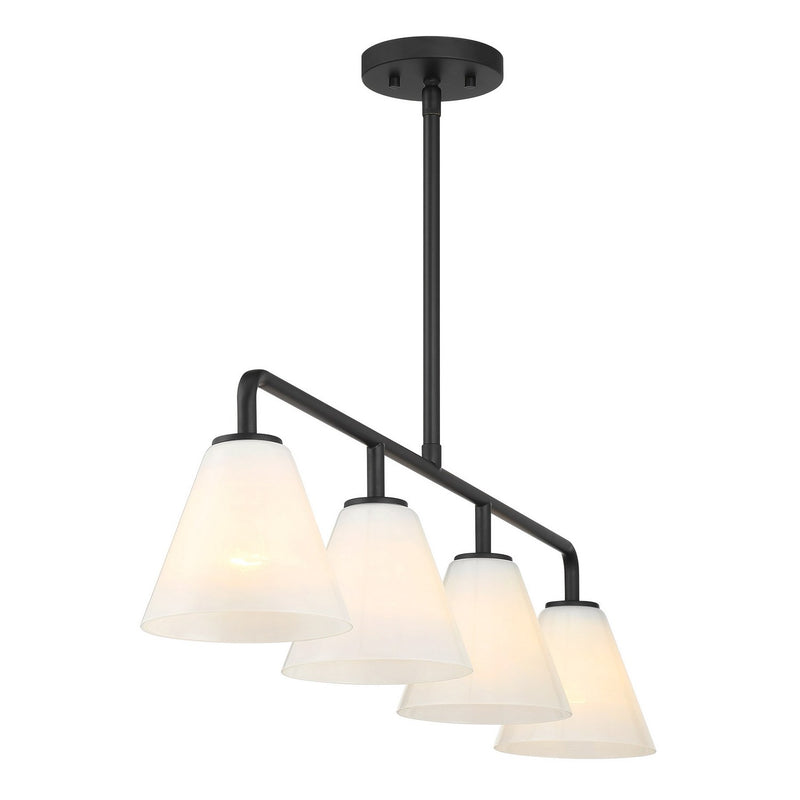 Savoy House 1-4014-4-89 Four Light Linear Chandelier, Matte Black