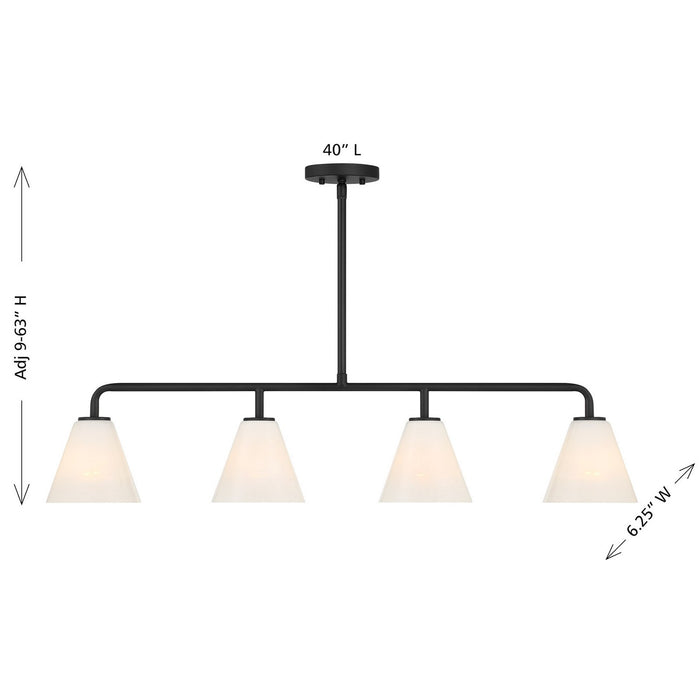 Savoy House 1-4014-4-89 Four Light Linear Chandelier, Matte Black