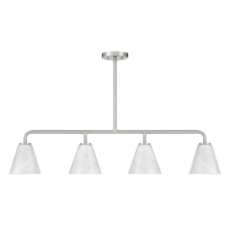 Savoy House 1-4014-4-SN Four Light Linear Chandelier, Satin Nickel