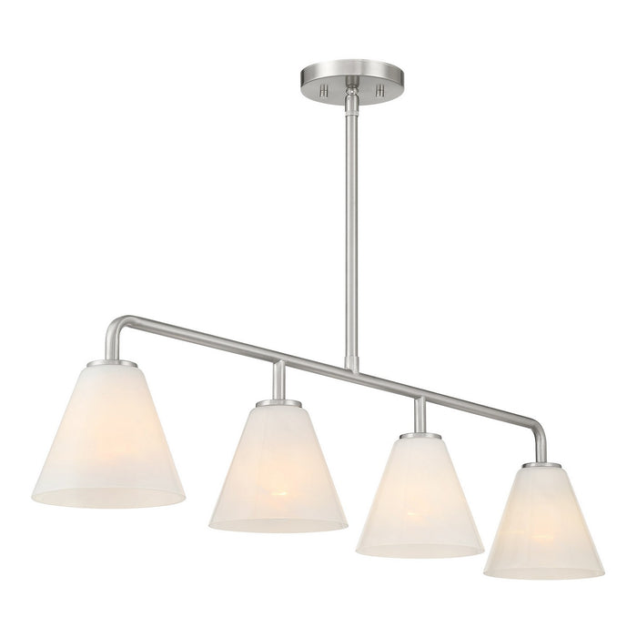 Savoy House 1-4014-4-SN Four Light Linear Chandelier, Satin Nickel