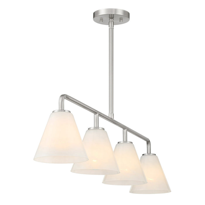 Savoy House 1-4014-4-SN Four Light Linear Chandelier, Satin Nickel