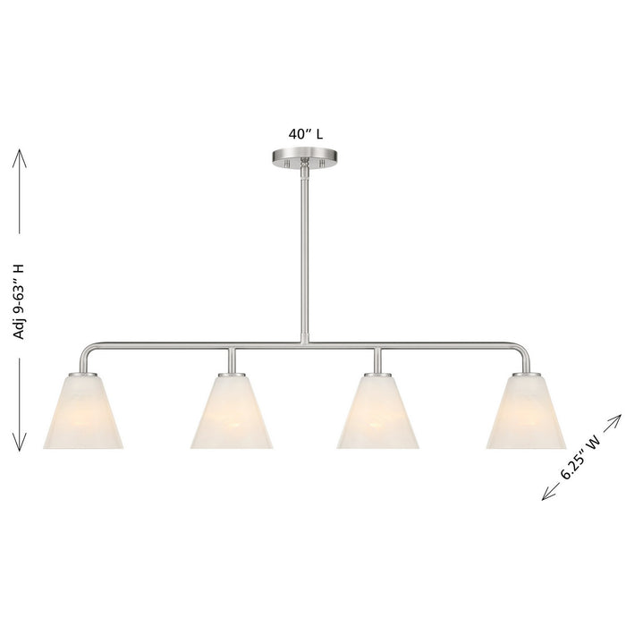Savoy House 1-4014-4-SN Four Light Linear Chandelier, Satin Nickel