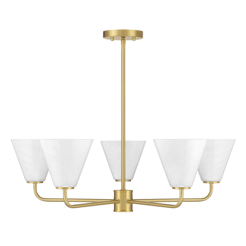 Savoy House 1-4015-5-322 Five Light Chandelier, Warm Brass