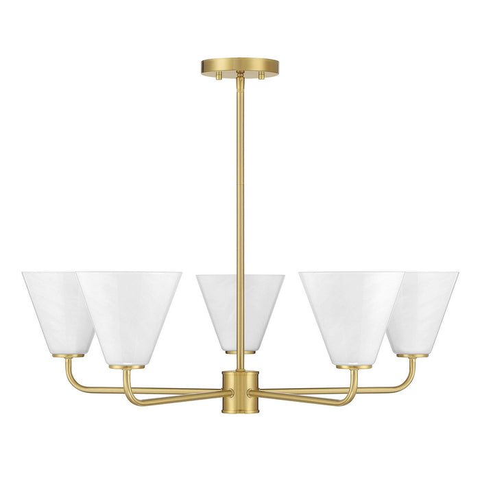 Savoy House 1-4015-5-322 Five Light Chandelier, Warm Brass