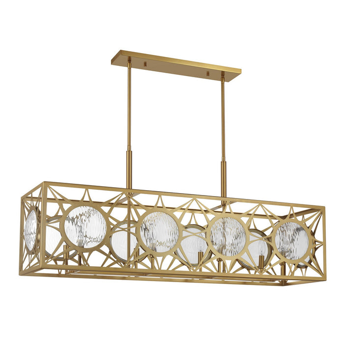 Savoy House 1-5066-8-322 Eight Light Linear Chandelier, Warm Brass