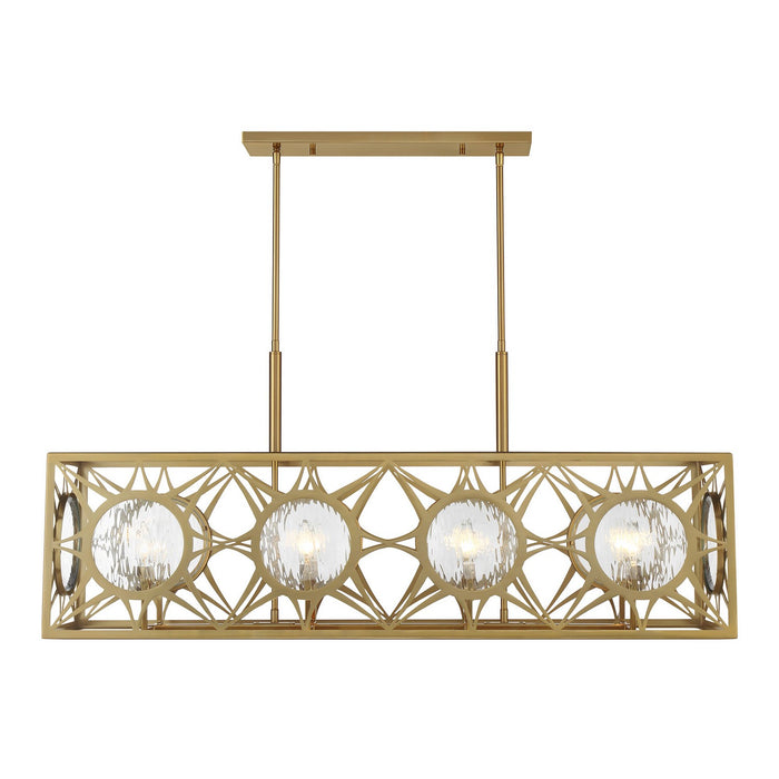 Savoy House 1-5066-8-322 Eight Light Linear Chandelier, Warm Brass