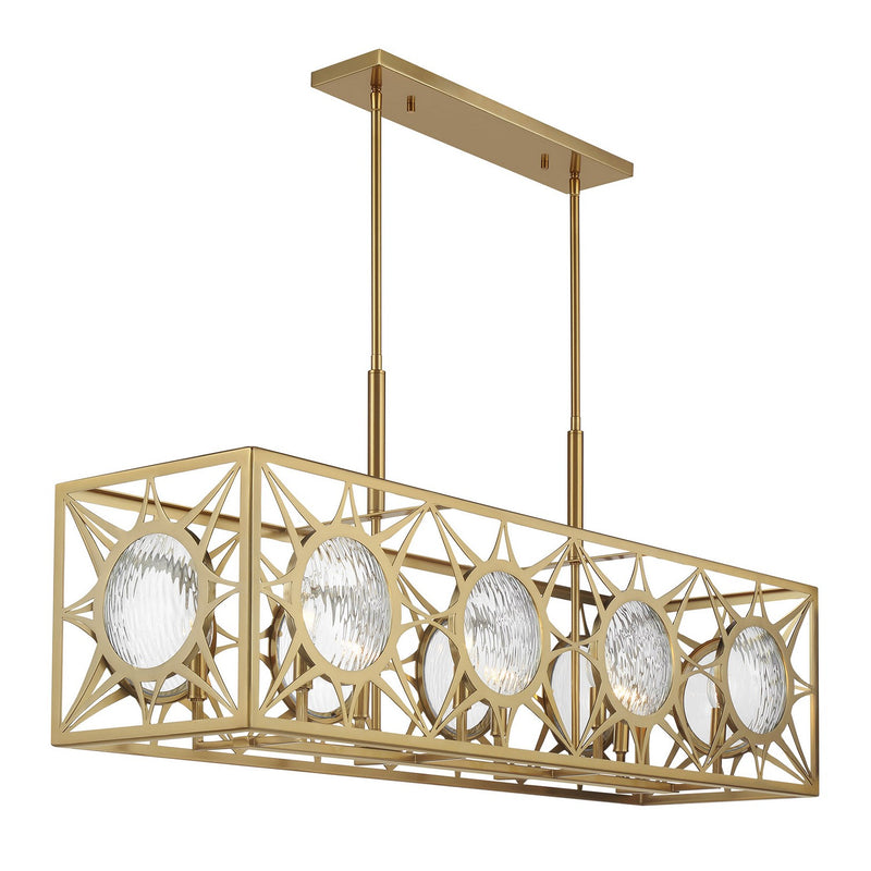 Savoy House 1-5066-8-322 Eight Light Linear Chandelier, Warm Brass