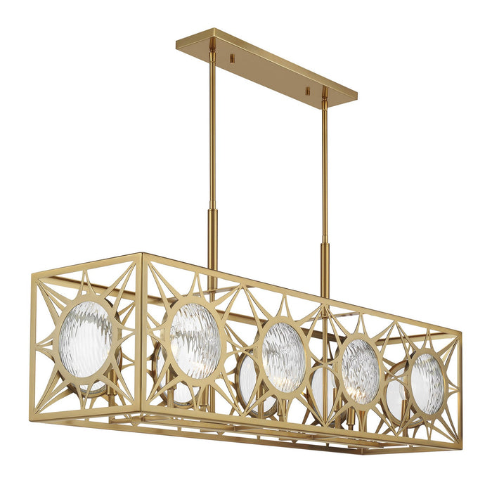 Savoy House 1-5066-8-322 Eight Light Linear Chandelier, Warm Brass