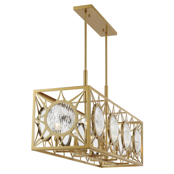Savoy House 1-5066-8-322 Eight Light Linear Chandelier, Warm Brass