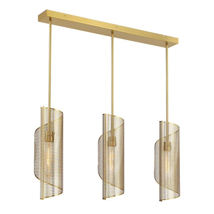 Savoy House 1-8031-3-322 Three Light Linear Chandelier, Warm Brass