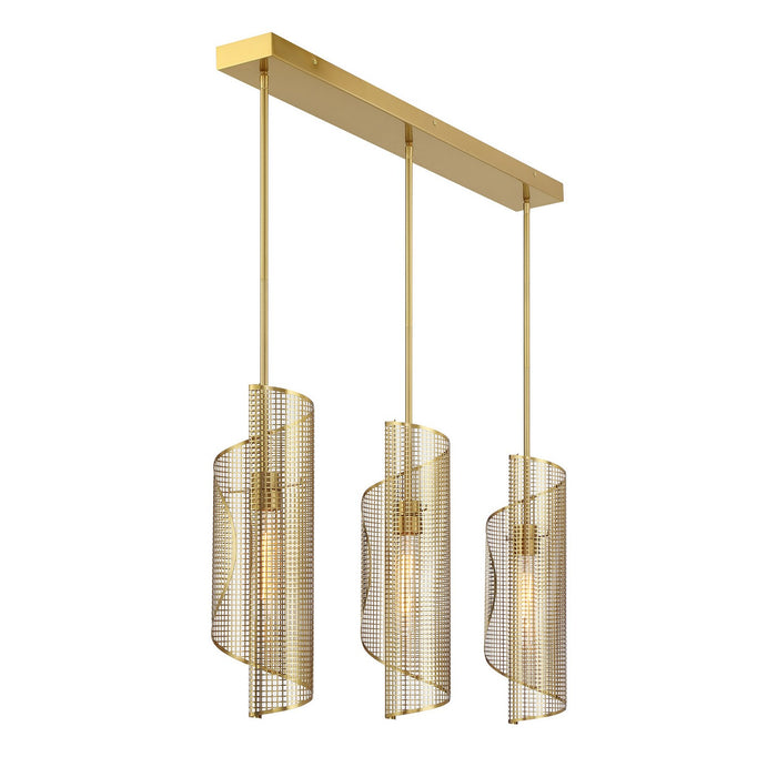 Savoy House 1-8031-3-322 Three Light Linear Chandelier, Warm Brass