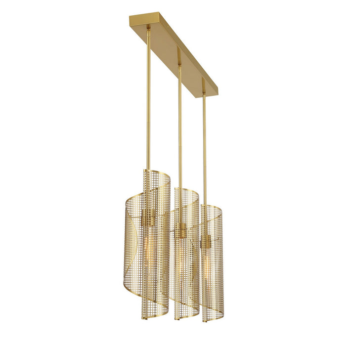 Savoy House 1-8031-3-322 Three Light Linear Chandelier, Warm Brass