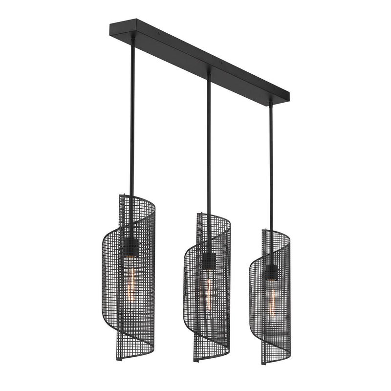 Savoy House 1-8031-3-89 Three Light Linear Chandelier, Matte Black
