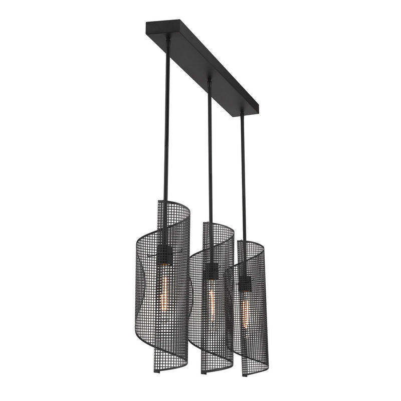 Savoy House 1-8031-3-89 Three Light Linear Chandelier, Matte Black