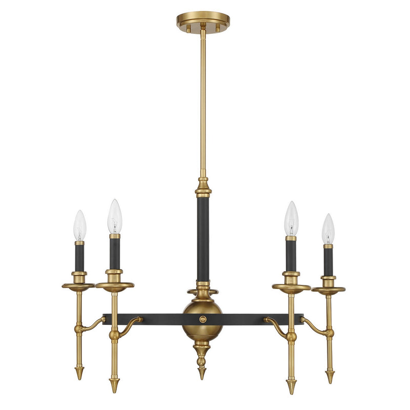 Savoy House 1-9511-5-143 Five Light Chandelier, Matte Black and Warm Brass