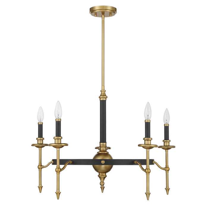 Savoy House 1-9511-5-143 Five Light Chandelier, Matte Black and Warm Brass