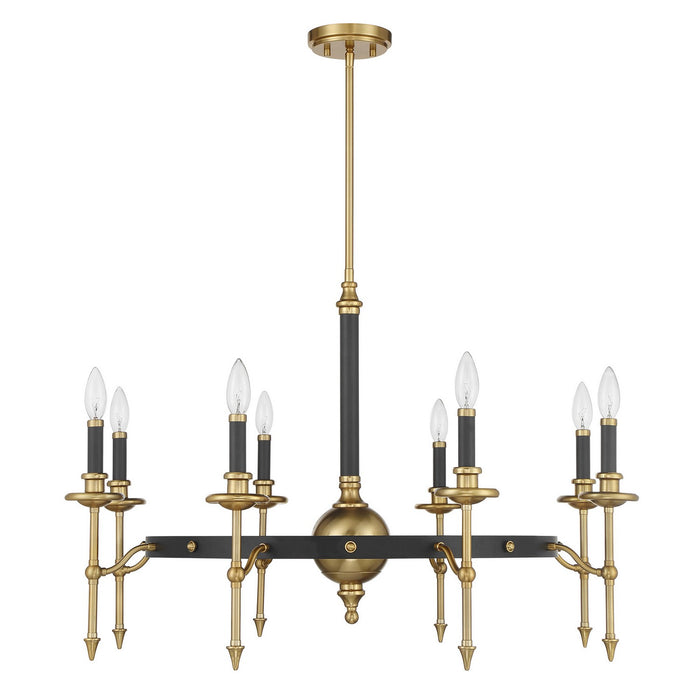 Savoy House 1-9512-8-143 Eight Light Chandelier, Matte Black and Warm Brass
