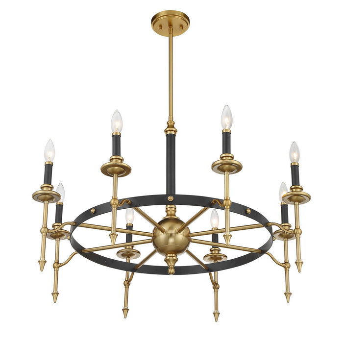 Savoy House 1-9512-8-143 Eight Light Chandelier, Matte Black and Warm Brass