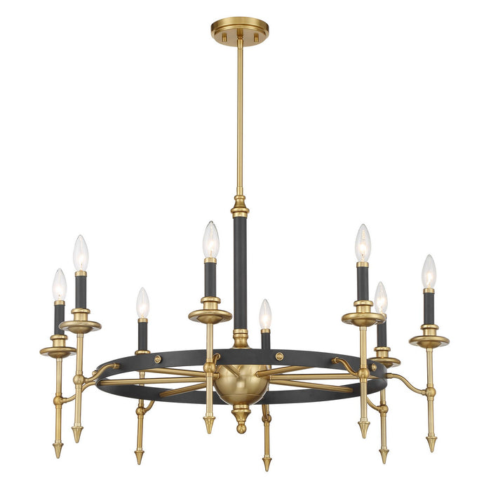 Savoy House 1-9512-8-143 Eight Light Chandelier, Matte Black and Warm Brass