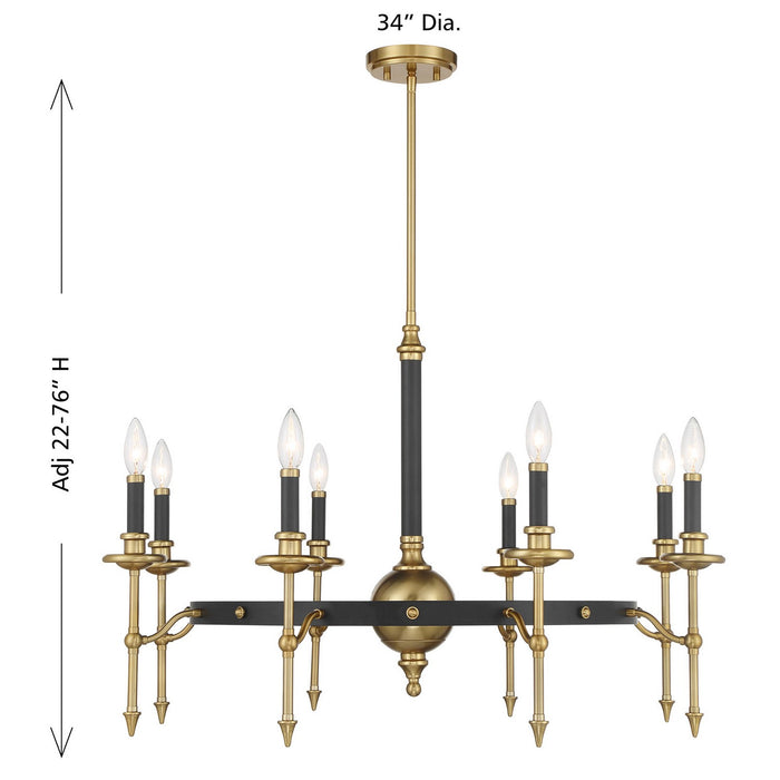 Savoy House 1-9512-8-143 Eight Light Chandelier, Matte Black and Warm Brass
