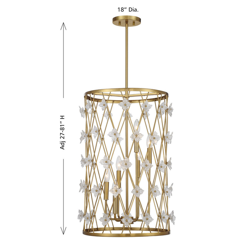 Savoy House 3-8412-6-322 Six Light Pendant, Warm Brass