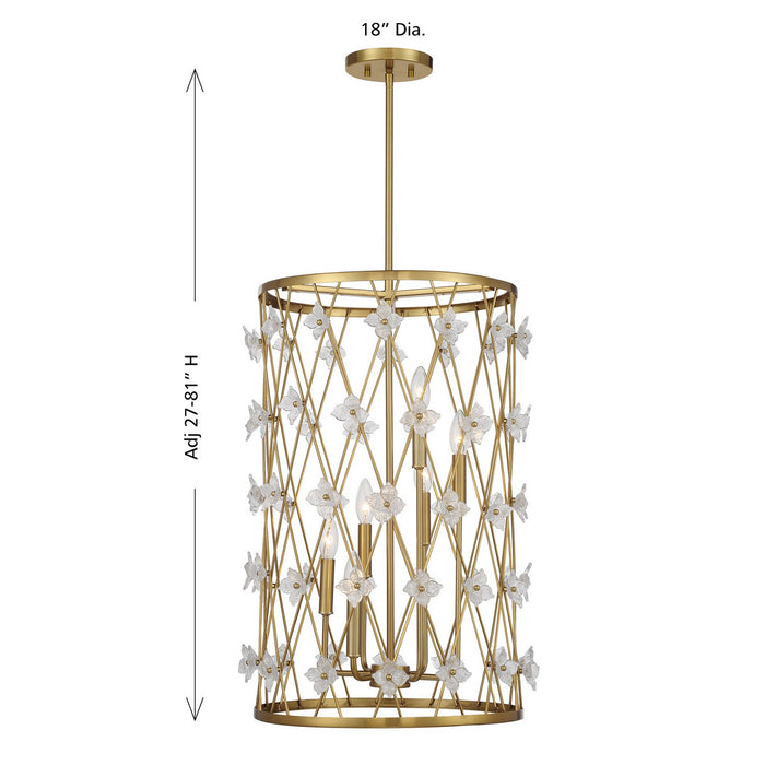 Savoy House 3-8412-6-322 Six Light Pendant, Warm Brass