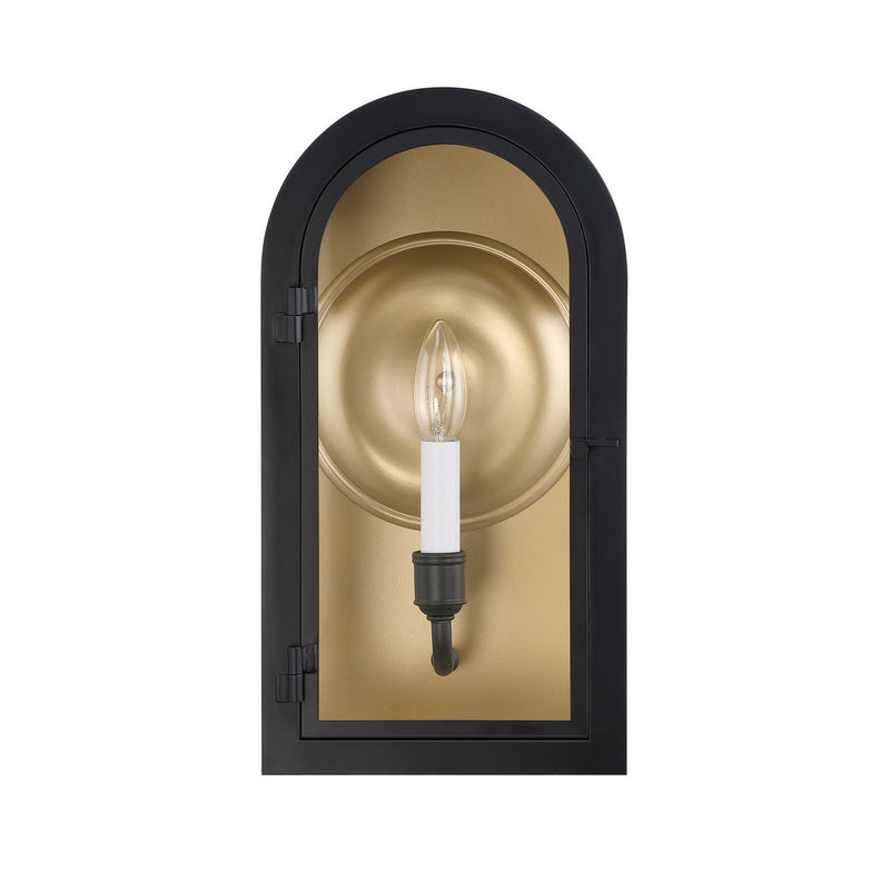 Savoy House 5-410-331 One Light Outdoor Wall Lantern, Matte Black with Vintage Gold