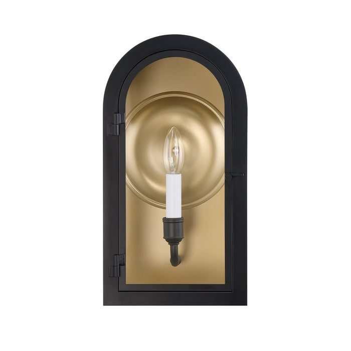 Savoy House 5-410-331 One Light Outdoor Wall Lantern, Matte Black with Vintage Gold
