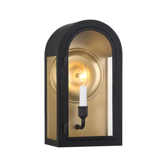 Savoy House 5-410-331 One Light Outdoor Wall Lantern, Matte Black with Vintage Gold