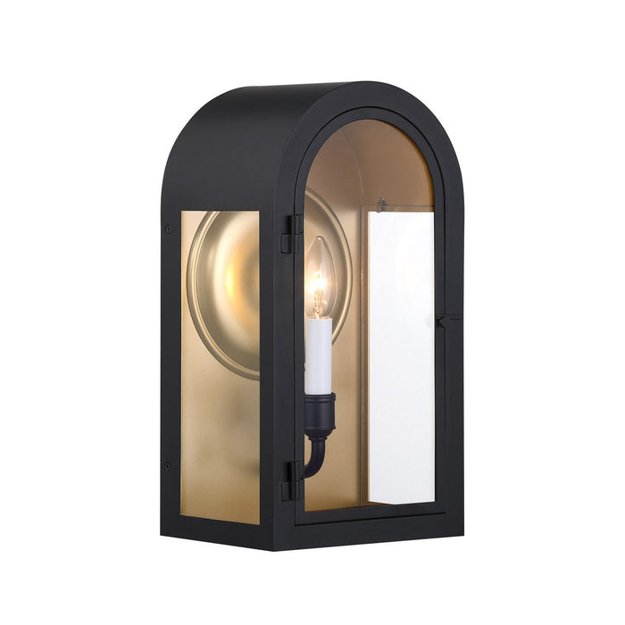 Savoy House 5-410-331 One Light Outdoor Wall Lantern, Matte Black with Vintage Gold