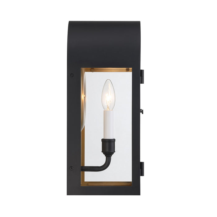 Savoy House 5-410-331 One Light Outdoor Wall Lantern, Matte Black with Vintage Gold