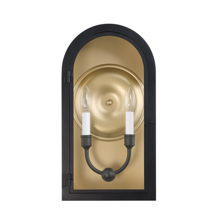 Savoy House 5-411-331 Two Light Outdoor Wall Lantern, Matte Black with Vintage Gold
