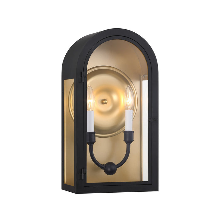 Savoy House 5-411-331 Two Light Outdoor Wall Lantern, Matte Black with Vintage Gold