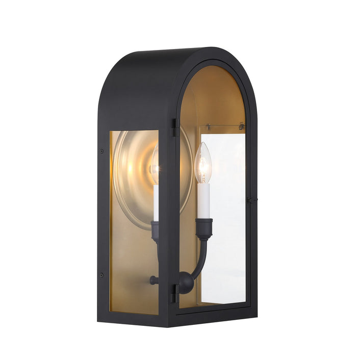 Savoy House 5-411-331 Two Light Outdoor Wall Lantern, Matte Black with Vintage Gold