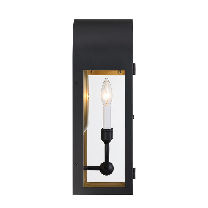 Savoy House 5-411-331 Two Light Outdoor Wall Lantern, Matte Black with Vintage Gold
