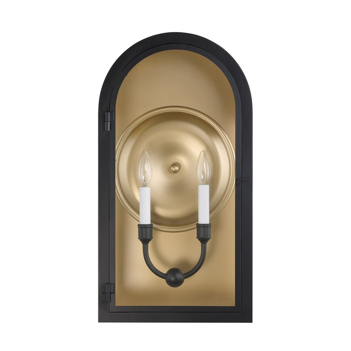 Savoy House 5-412-331 Two Light Outdoor Wall Lantern, Matte Black with Vintage Gold