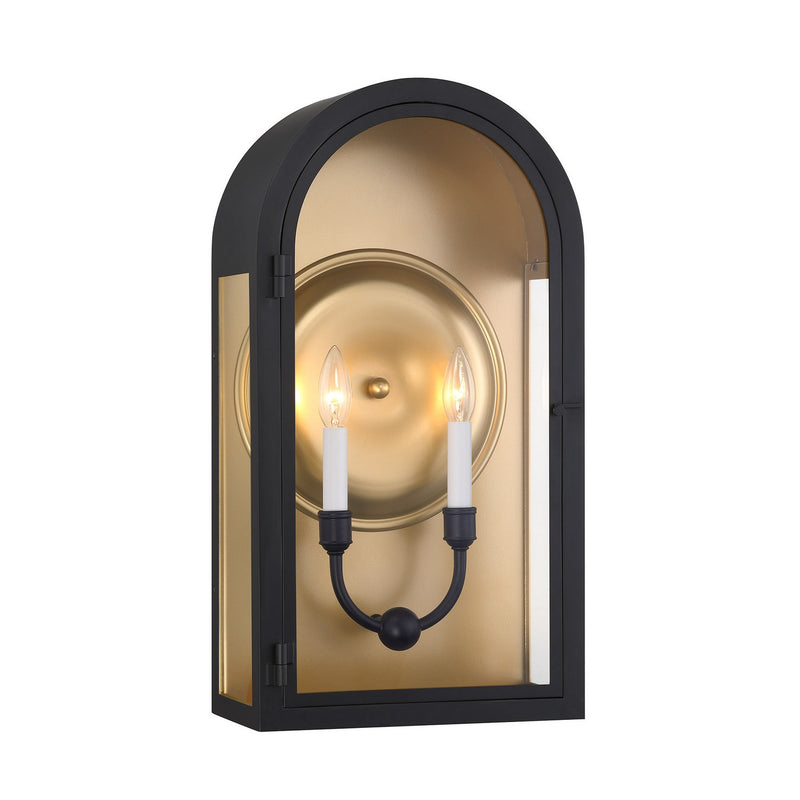 Savoy House 5-412-331 Two Light Outdoor Wall Lantern, Matte Black with Vintage Gold