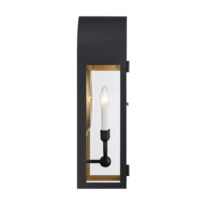Savoy House 5-412-331 Two Light Outdoor Wall Lantern, Matte Black with Vintage Gold