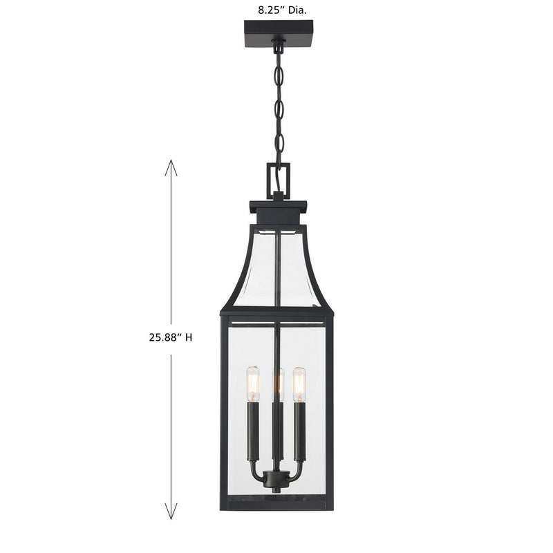 Savoy House 5-608-BK Three Light Outdoor Hanging Lantern, Matte Black