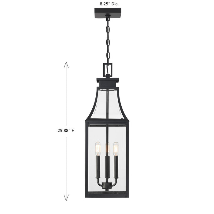 Savoy House 5-608-BK Three Light Outdoor Hanging Lantern, Matte Black