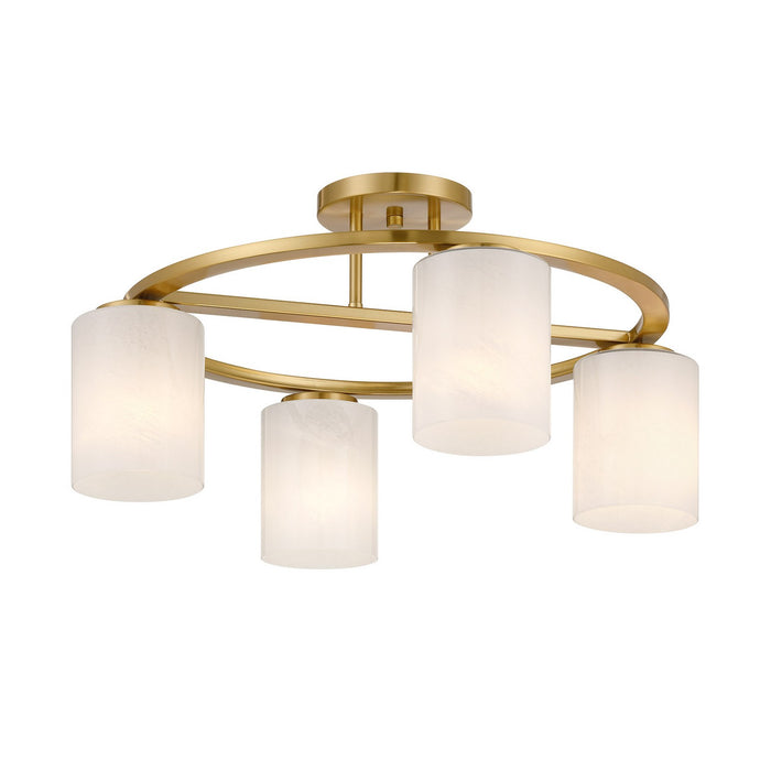 Savoy House 6-4693-4-322 Four Light Semi-Flush Mount, Warm Brass