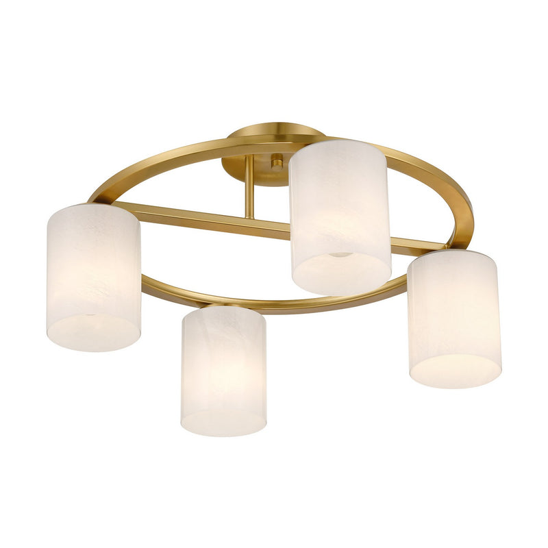 Savoy House 6-4693-4-322 Four Light Semi-Flush Mount, Warm Brass