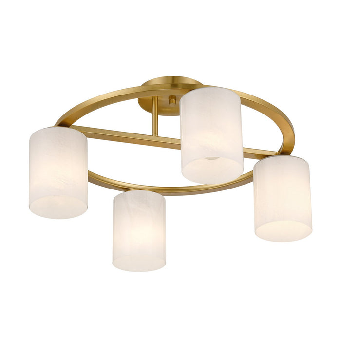 Savoy House 6-4693-4-322 Four Light Semi-Flush Mount, Warm Brass