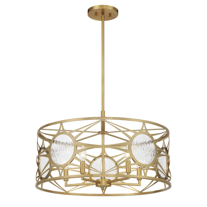 Savoy House 6-5065-5-322 Five Light Convertible Semi-Flush /Pendant, Warm Brass