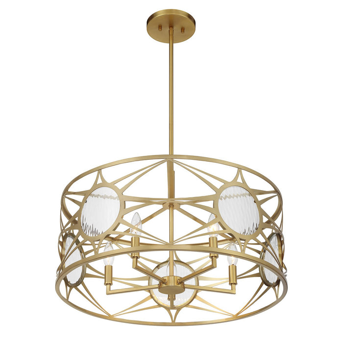 Savoy House 6-5065-5-322 Five Light Convertible Semi-Flush /Pendant, Warm Brass