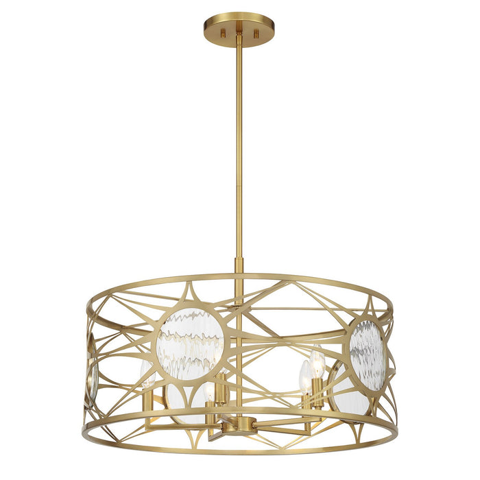 Savoy House 6-5065-5-322 Five Light Convertible Semi-Flush /Pendant, Warm Brass