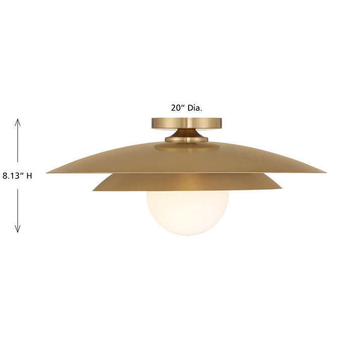 Savoy House 6-5564-1-322 One Light Semi-Flush Mount, Warm Brass
