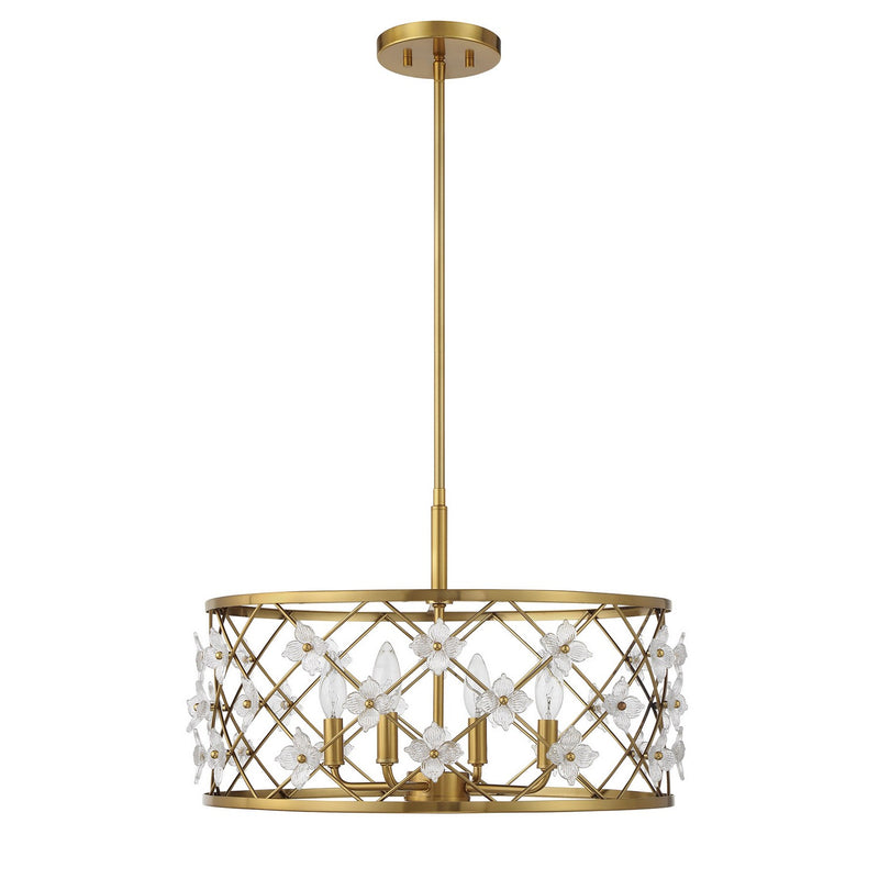 Savoy House 6-8410-4-322 Four Light Convertible Semi-Flush /Pendant, Warm Brass